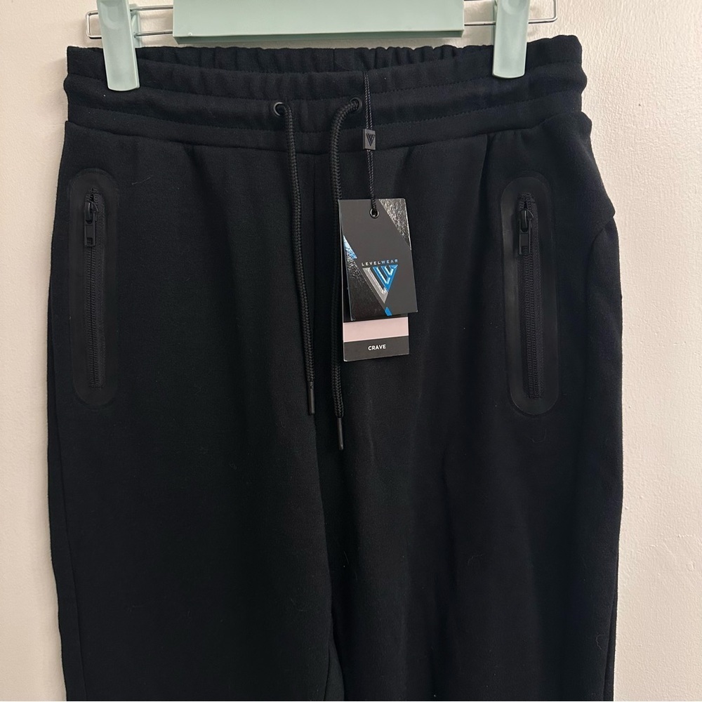 Levelwear Women’s Black Tapered Track Pants with Elastic Waistband Sz SP - Picture 2 of 11